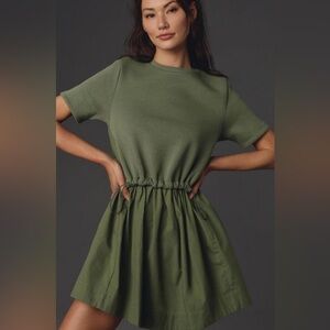 NWOT Pilcro green twofer sweatshirt mini dress. Anthropologie